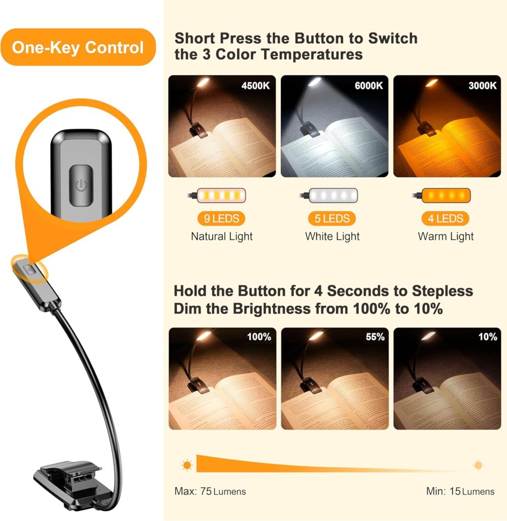 Rechargeable Book Light Versatile Portable Illumination 2
