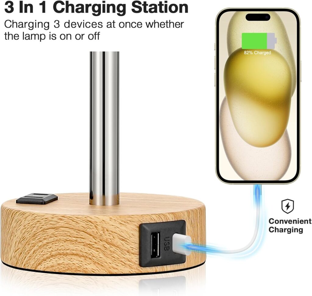 Wood Base Lamp Stylish Modern Design 3